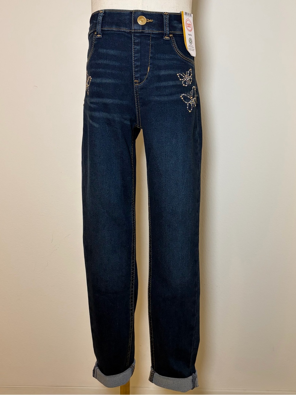 Wonder Nation Girls Dark Wash Butterfly Jegging L (10-12) NWT
